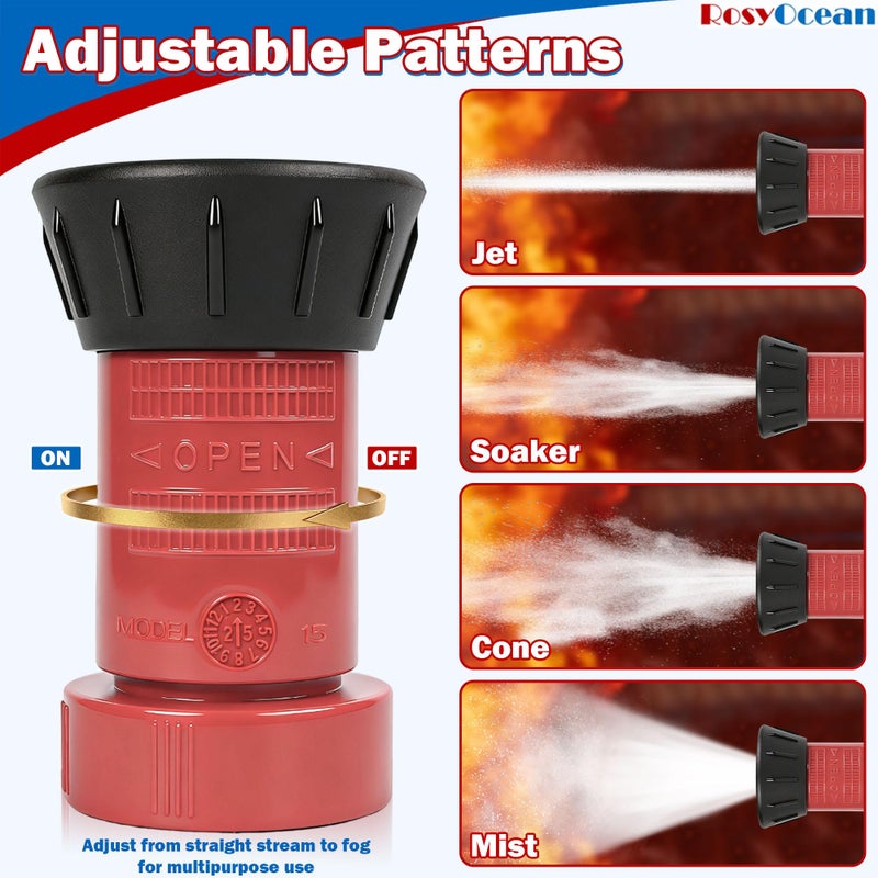 RosyOcean Fire Hose Nozzle 1-1/2 Inch NST/NH Thermoplastic Fire Equipment Industial Heavey Duty Spray Jet Fog Nozzle - Image 4